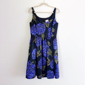 Becky & Max Black and Purple Floral Dress | 8